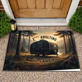 Prominent Camper Forest Wilderness F*** Adulting Go Camping - Camping Lover Gift Doormat