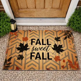 FALL sweet FALL Black Silhouette Maple Oak Leaves Decor - Autumn Season Home Decor Gift Doormat