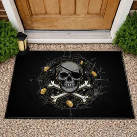 Classic Pirate Skull Eyepatch Crossed Bones - Adventure Home Decor Gift Doormat