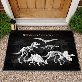 Dinosaur Skeletons Set - Prehistoric Home Decor Gift for Dino Lover Doormat