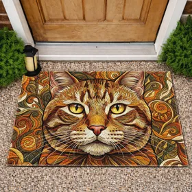 Majestic Cat Face Expressive Eyes - Cat Lover Home Decor Gift Doormat