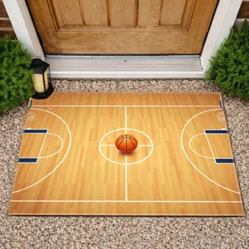 Polished Orange Basketball Half Court - Basketball Fan Decor Doormat