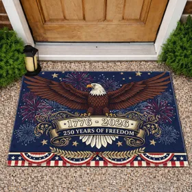 Bald Eagle American Flag 1776-2026 USA 250 Years Freedom Patriotic Display Doormat