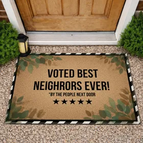 Voted Best Neighbors Ever! Stars Embossed - Neighbor Appreciation Gift Doormat