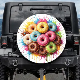 Frosted Donuts Colorful Sprinkles Icing Splatters - Dessert Lover Gift Spare Tire Cover