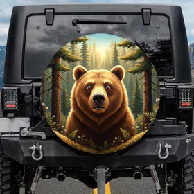 Grizzly Bear Pine Forest Wilderness - Wildlife Lover Gift Spare Tire Cover