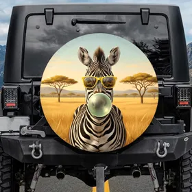 Confident Zebra Sunglasses Bubblegum Savanna - Wildlife Lover Travel Essentials Spare Tire Cover