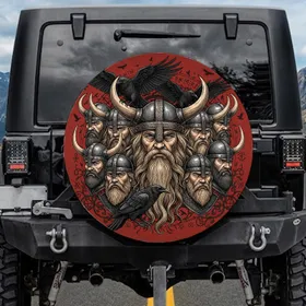 Viking Warrior Ravens Norse Symbols - Adventure Road Trip Auto Accessory Spare Tire Cover