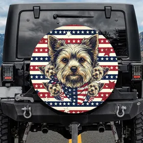 Yorkie Stars and Stripes Bandana - Independence Day Pet Lover Gift Spare Tire Cover