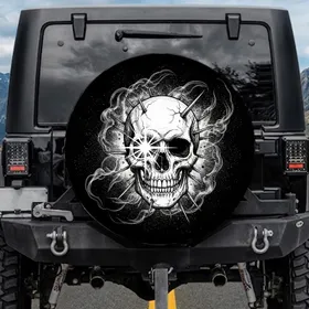 Spiked Skull Starburst Eye - Gothic Grunge Car Accessory Gift Spare Tire Cover