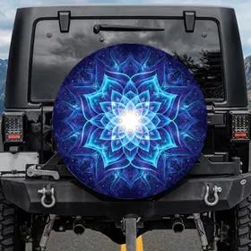 Cosmic Eight-Pointed Star Mandala - Adventure Travel Gift for Space Enthusiasts Spare Tire Cover