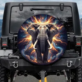 African Elephant Tusks Cosmic Energy Burst - Wildlife Lover Gift Spare Tire Cover