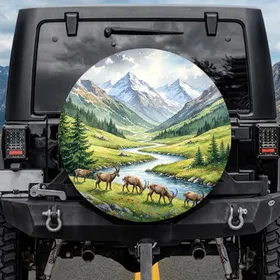 Wild Ibex River Alpine Mountains - Wildlife Lover Outdoor Adventure Gift Spare Tire Cover