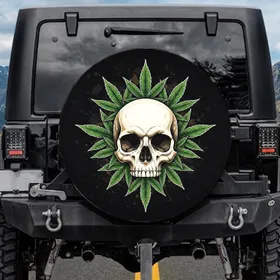 Human Skull Cannabis Leaves - 420 Culture Car Decor Gift Spare Tire Cover