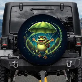 Frog Goggles Leaf Parachute Floating Adventure - Wildlife Lover Gift for Adventurers Spare Tire Cover
