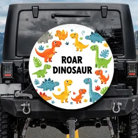 Roar Dinosaur Cartoon Dinosaurs Prehistoric Jungle - Dinosaur Lover Gift for Boys Spare Tire Cover