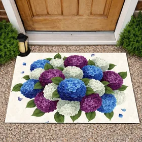 Rich Purple Blue Hydrangea Flowers Botanical Garden - Home Decor Gift for Plant Lover Doormat