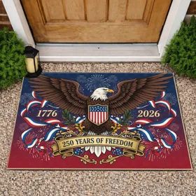 Bald Eagle American Flag Shield 1776-2026 - USA 250th Anniversary Independence Day Doormat
