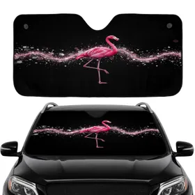 Fuchsia Pink Flamingo Sparkling Glitter Bokeh - Celebratory Wildlife Gift Car Sunshade
