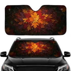 Deep Red Orange Purple Autumn Maple Oak Leaves Car Sunshade