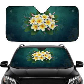 Plumeria Flowers Tropical Botanical Garden - Plant Lover Car Decor Gift Car Sunshade