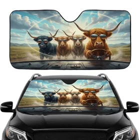 Highland Cow Driving Sunglasses - Road Trip Travel Essentials Gift Car Sunshade