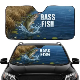 Large-Mouth Bass Fish Leaping Fishing Lure - Fishing Enthusiast Gift for Fishermen Car Sunshade