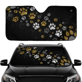 Shimmering Silver Gold Paw Prints - Car Interior Upgrade Road Trip Accessory Car Sunshade