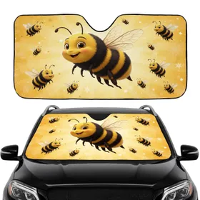 Fuzzy Bumblebee Stars Honeycomb Flowers Auto Interior Upgrade Accessory Car Sunshade