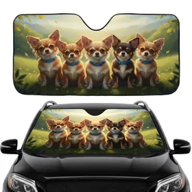 Six Chihuahua Dogs Natural Landscape - Car Interior Upgrade Chihuahua Lover Gift Car Sunshade