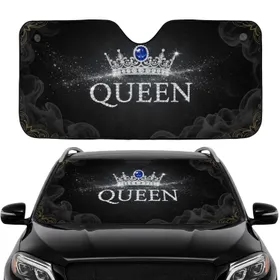 Royal Diamond Sapphire Crown QUEEN Stardust Baroque Damask Car Interior Upgrade Car Sunshade