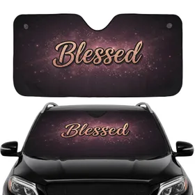 Blessed Script Rose Gold Glitter - Car Interior Upgrade Car Sunshade