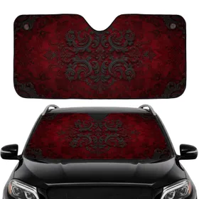 Baroque Damask Floral Scrolls Filigree Car Interior Upgrade Car Sunshade