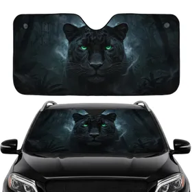 Majestic Black Panther Emerald Eyes Nocturnal Jungle - Wildlife Lover Gift Car Sunshade