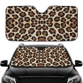 Cream Tan Deep Brown Leopard Fur Spot Animal Print Luxury Style Accent Wildlife Lover Gift Car Sunshade