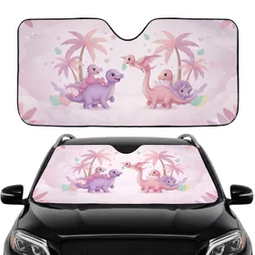 Baby Dinosaurs Stegosaurus Pterodactyl Brontosaurus Palm Trees - Prehistoric Fan Gift Car Sunshade