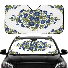 Deep Blue Flowers Botanical Tapestry Golden Stars Car Interior Upgrade Car Sunshade