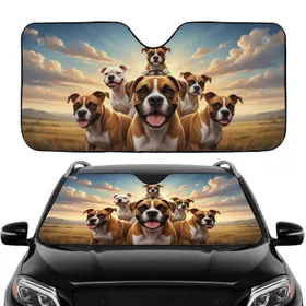 Dynamic Boxer Dogs Golden Hour Adventure - Pet Owner Road Trip Gift Car Sunshade