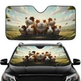 Diverse Guinea Pigs Road Trip Rolling Hills - Travel Companion Gift for Pet Owners Car Sunshade