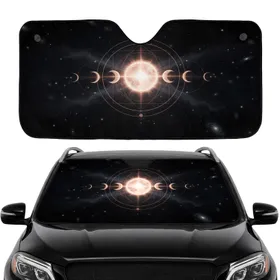 Luminous Full Moon Crescent Moons Stars Galactic Orbits - Astronomy Lover Gift Car Sunshade