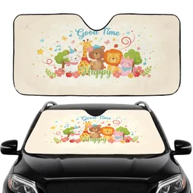 Good Time Happy Cartoon Animal Celebration - Everyday Cheer Animal Lover Gift Car Sunshade