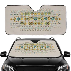 Tribal Folkloric Diamond Asterisk Zigzag Forms - Everyday Use Car Decor Gift Car Sunshade