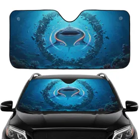 Whale Shark Breaking Rock Deep Ocean Bioluminescent - Marine Life Gift Car Sunshade