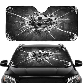 Soccer Balls Streaks Paint Splatter Grunge - Athletic Lifestyle Gift for Sports Fans Car Sunshade
