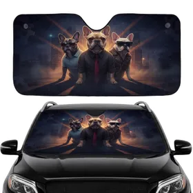 Dapper French Bulldogs Urban Night - Dog Lover Car Accessory Gift Car Sunshade