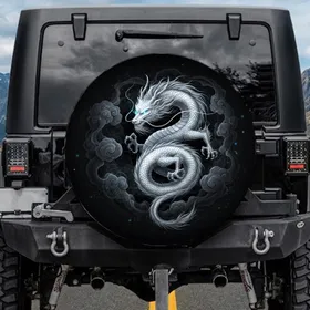 Majestic Eastern Dragon Celestial Cosmic - Automotive Decor Gift for Dragon Lover Spare Tire Cover