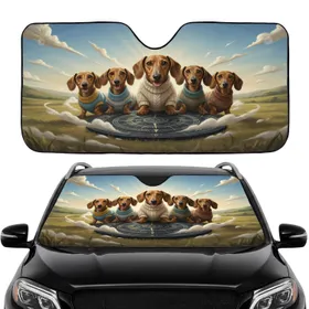 Dachshund Dogs Knitted Sweaters Adventure - Dog Lover Lifestyle Gift Car Sunshade