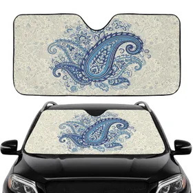 Swirling Dot-Work Paisley Floral Botanicals Leaf Elements - Everyday Lifestyle Gift Car Sunshade