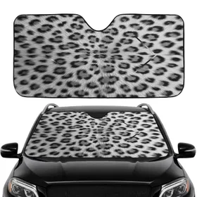 Pristine White Black Snow Leopard Jaguar Fur - Luxury Car Decor Gift Car Sunshade