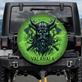 Horned Viking Skull Norse Battle Axes Valahala - Warrior Lover Gift Spare Tire Cover